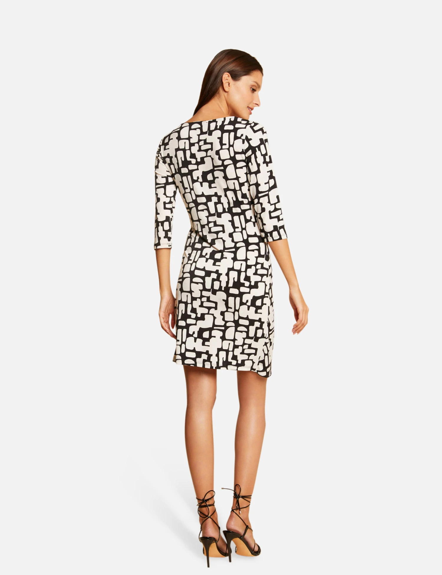 Robe Ajustée Drapée Imprimée Ecru Femme – Image 2