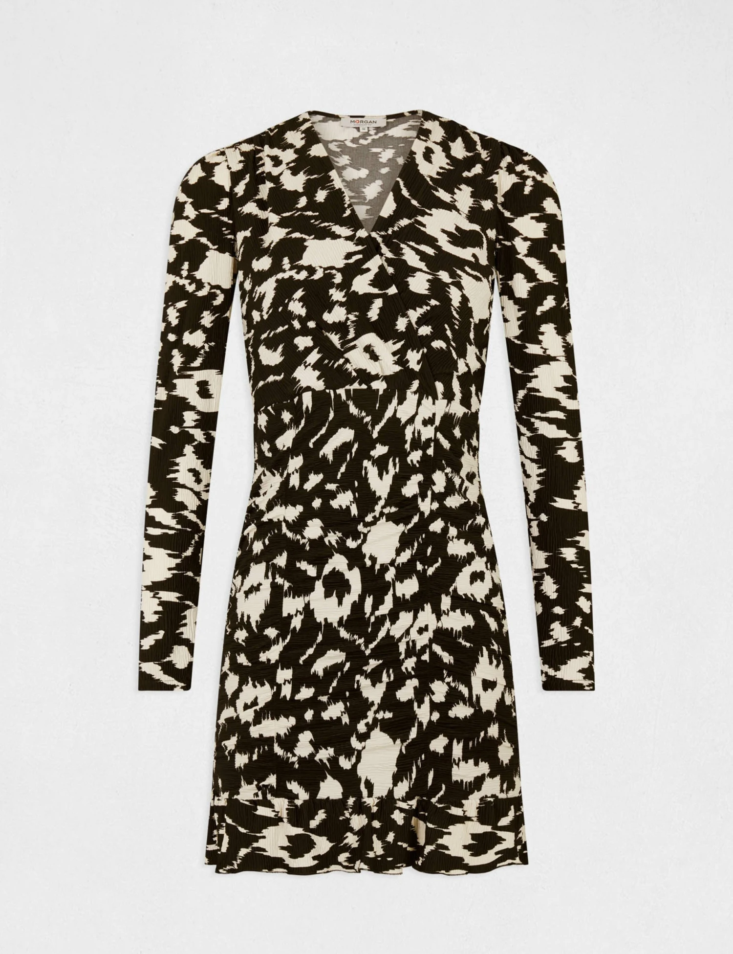 Robe Ajustée Froncée Imprimé Abstrait Multico Femme – Image 5