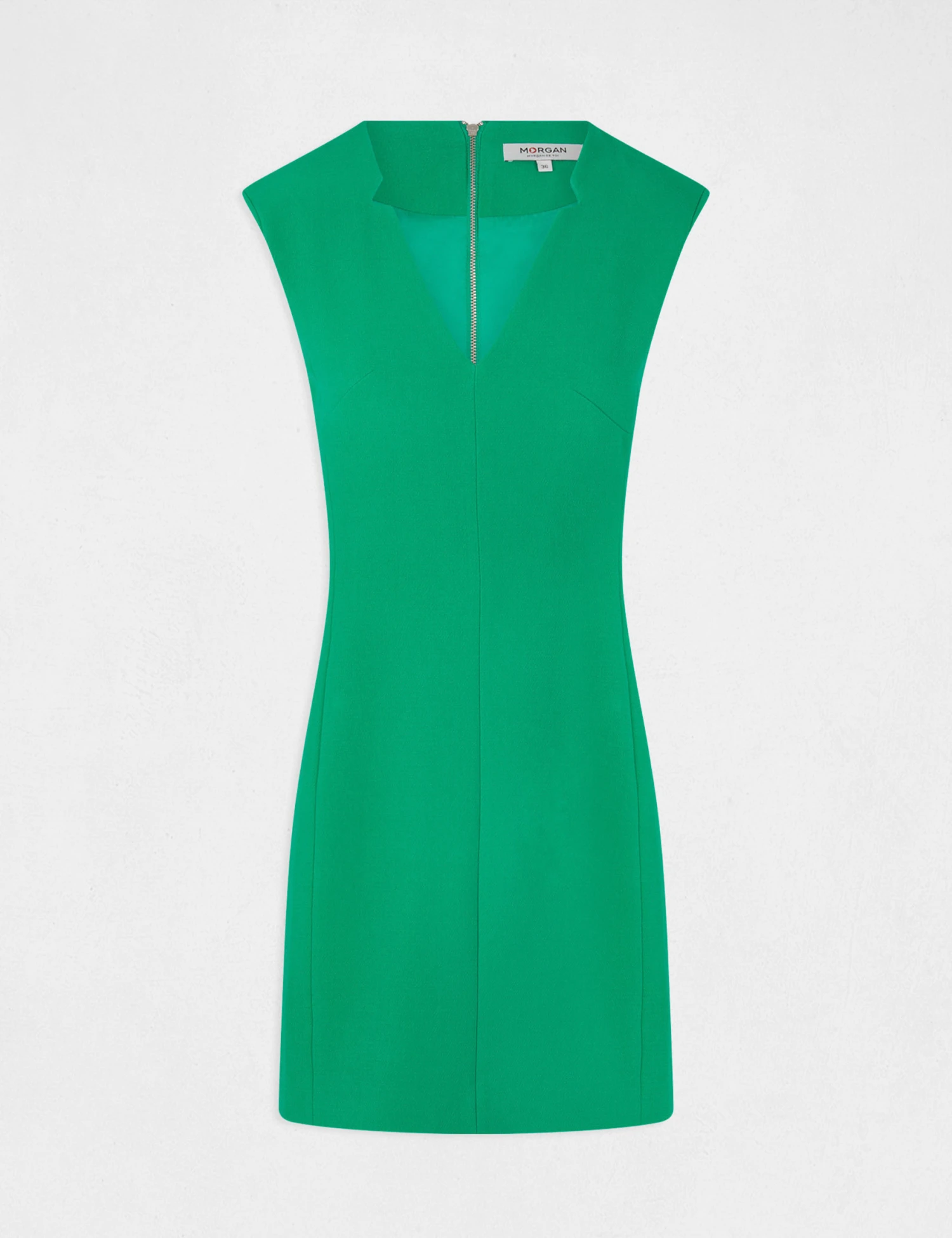 Robe Ajustée Sans Manches Col En V Vert Moyen Femme – Image 5