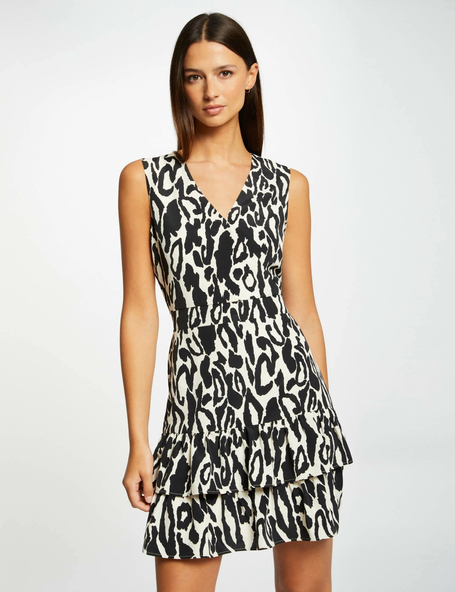 Robe Cintrée à Volants Imprimé Animalier Multico Femme – Image 3