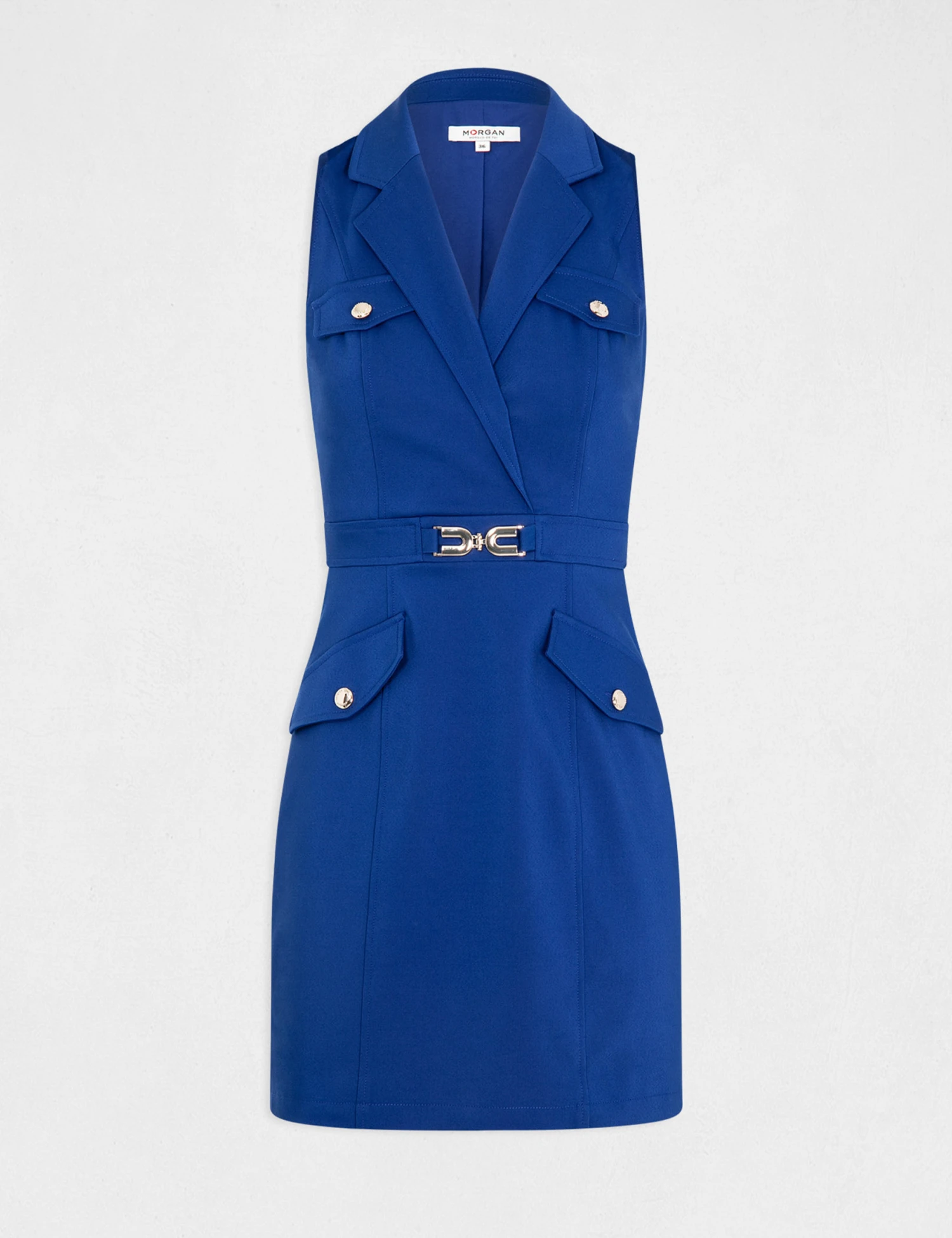 Robe Droite Avec Ornement Métallique Bleu Electrique Femme – Image 5