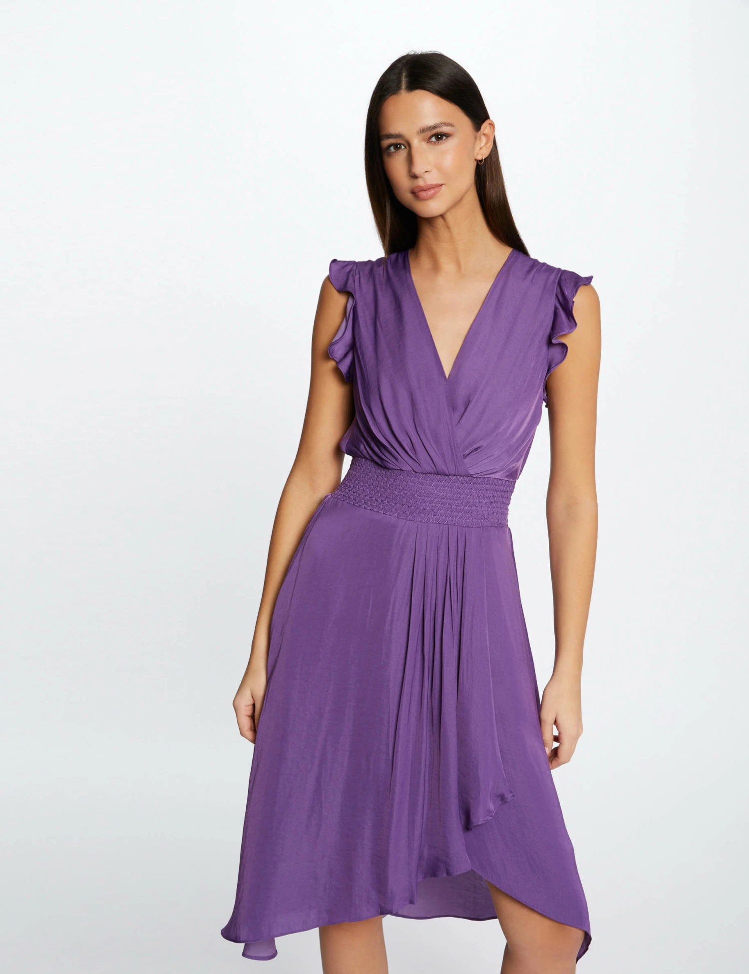 Robe Droite Fluide Sans Manches Violet Fonce Femme