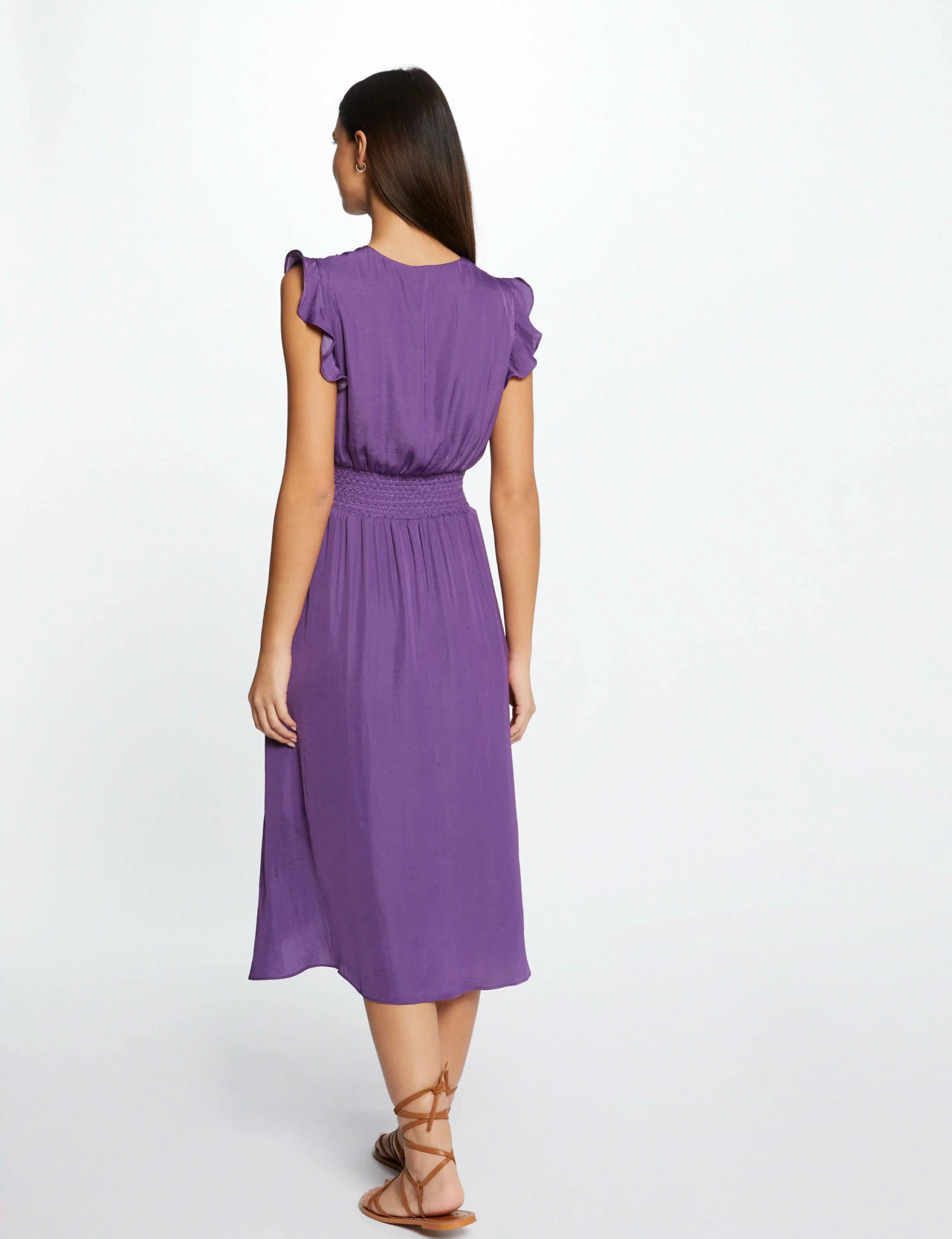 Robe Droite Fluide Sans Manches Violet Fonce Femme – Image 2