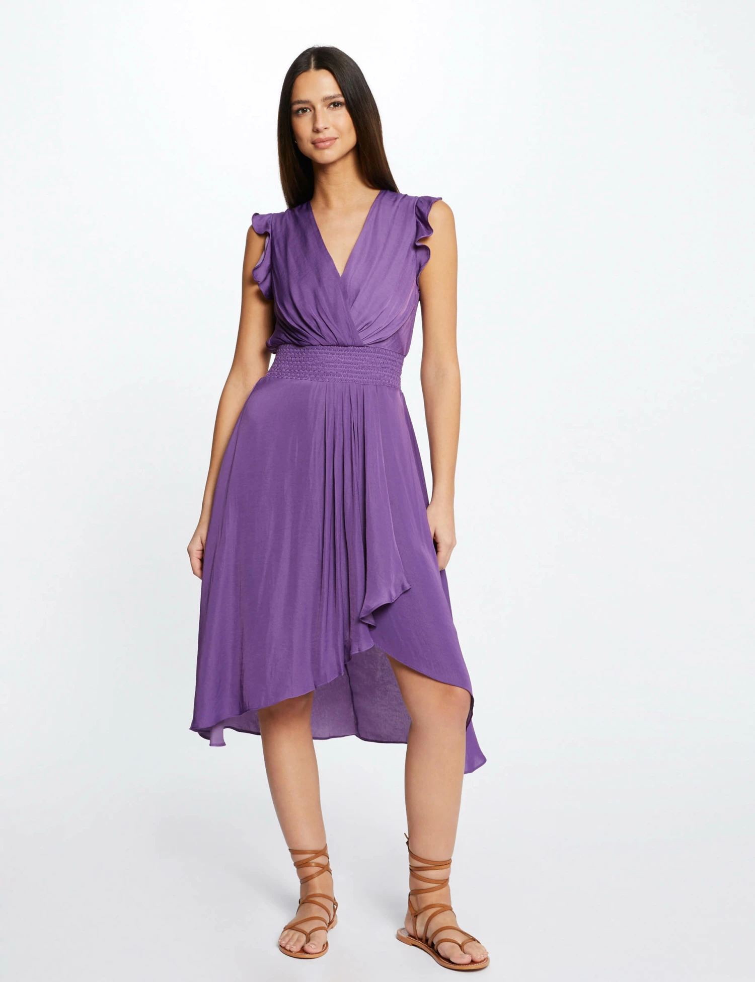 Robe Droite Fluide Sans Manches Violet Fonce Femme – Image 3