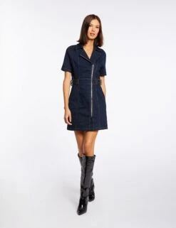 Robe Droite Zippée En Jean Jean Brut Femme