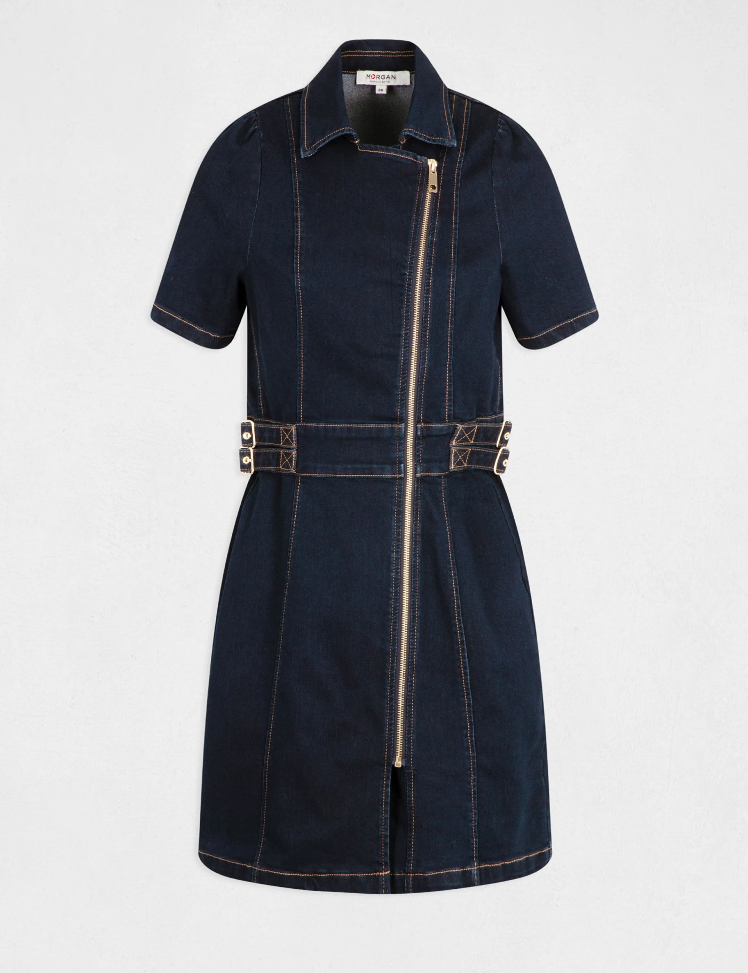 Robe Droite Zippée En Jean Jean Brut Femme – Image 5