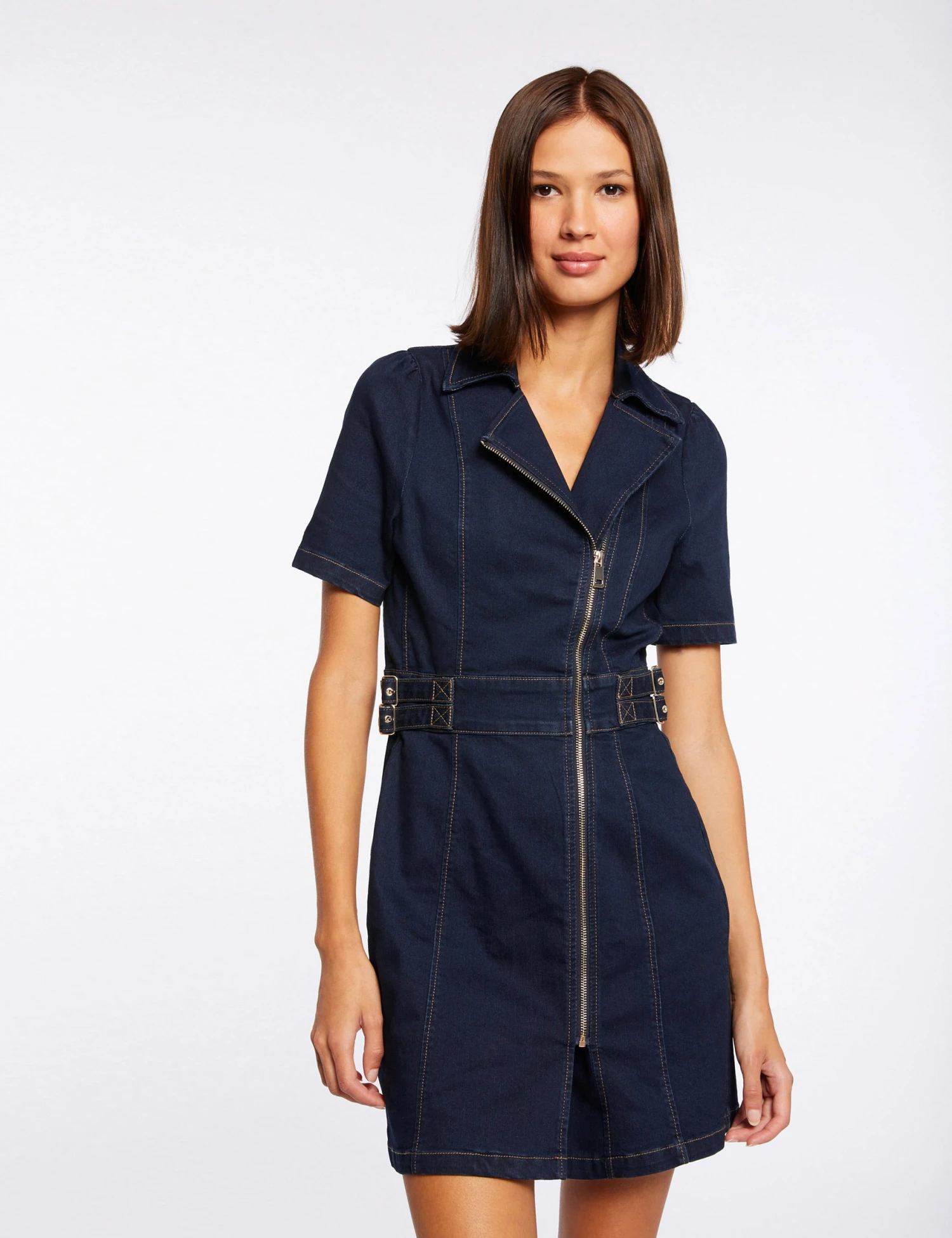 Robe Droite Zippée En Jean Jean Brut Femme – Image 4