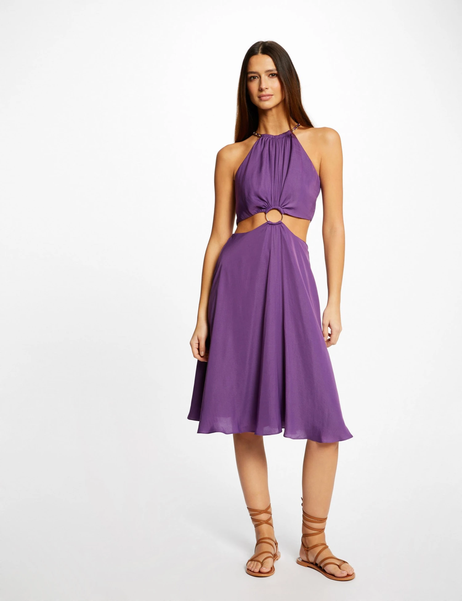 Robe évasée Avec Anneau Et Ouvertures Violet Fonce Femme – Image 4