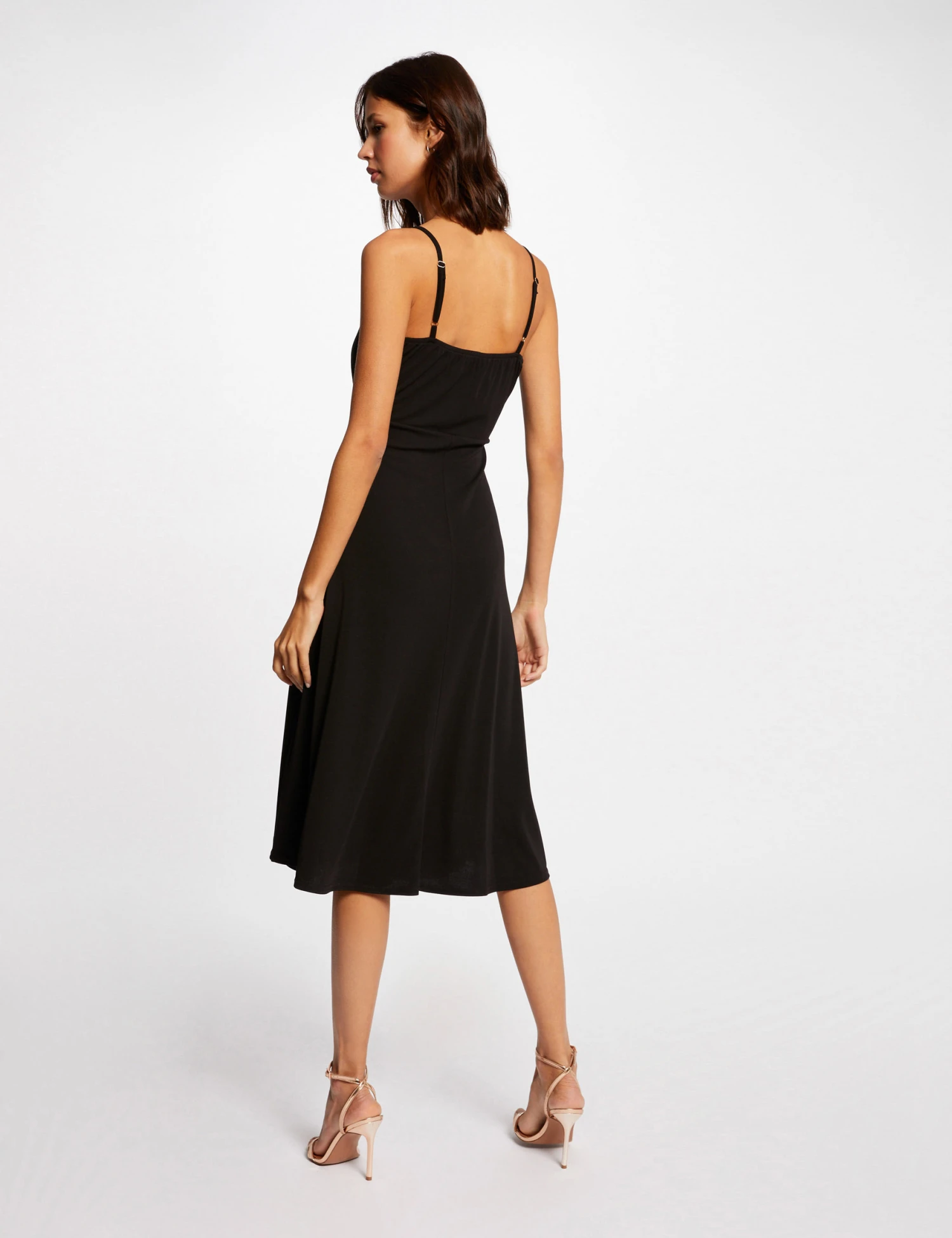 Robe Longue Droite Avec Détail Boucle Noir Femme – Image 2