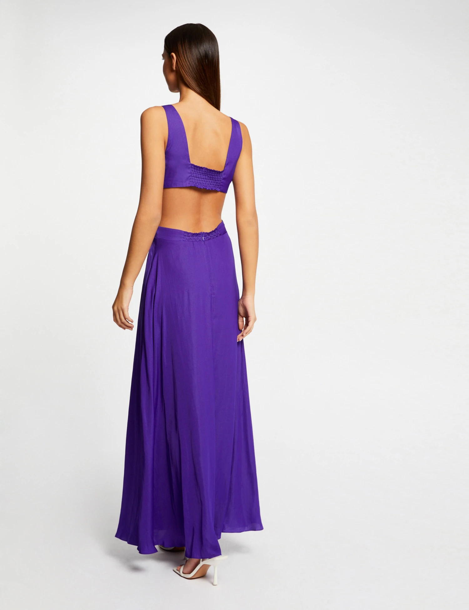 Robe Longue évasée Avec Ouvertures Violet Fonce Femme – Image 2
