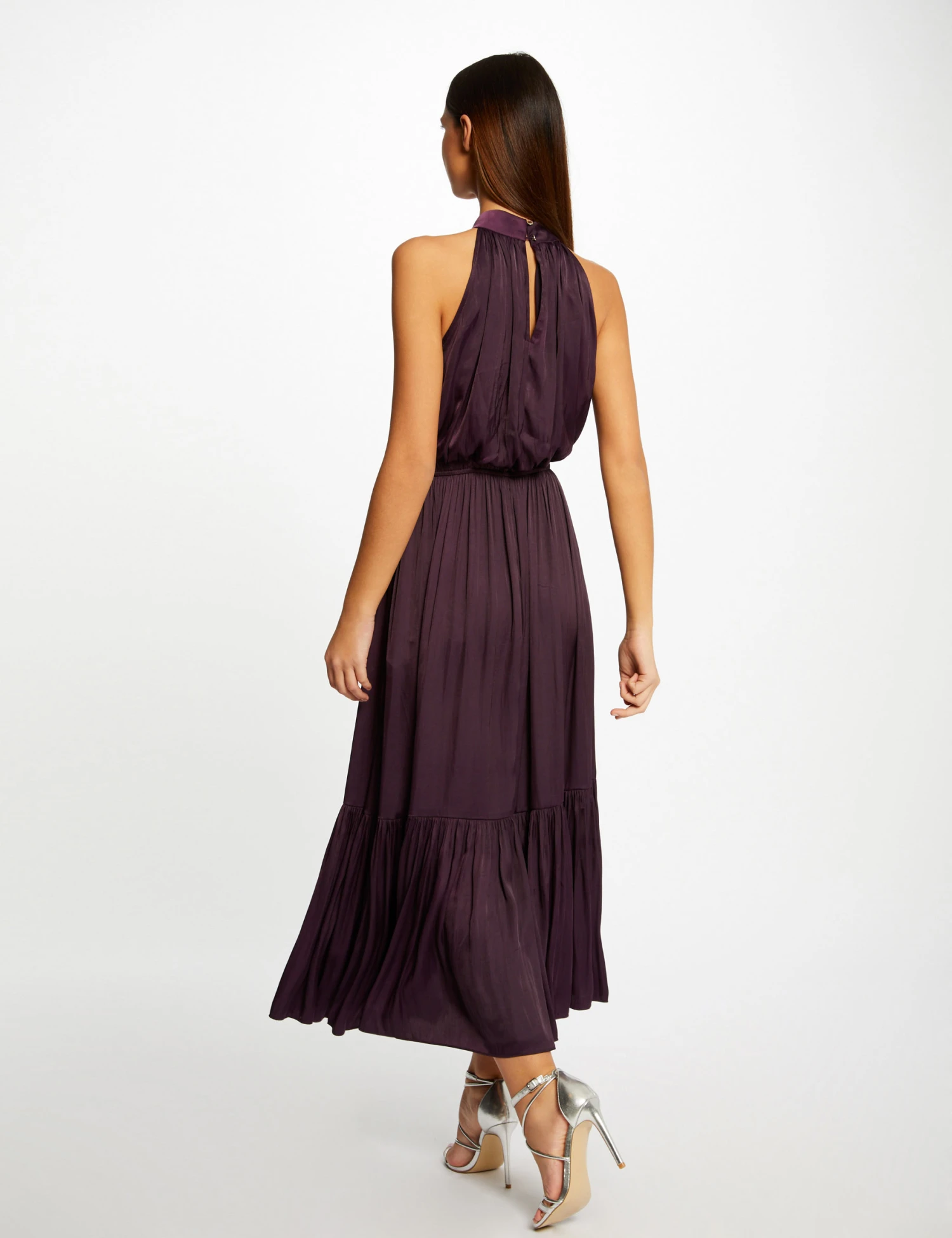 Robe Longue évasée Fluide Prune Femme – Image 2