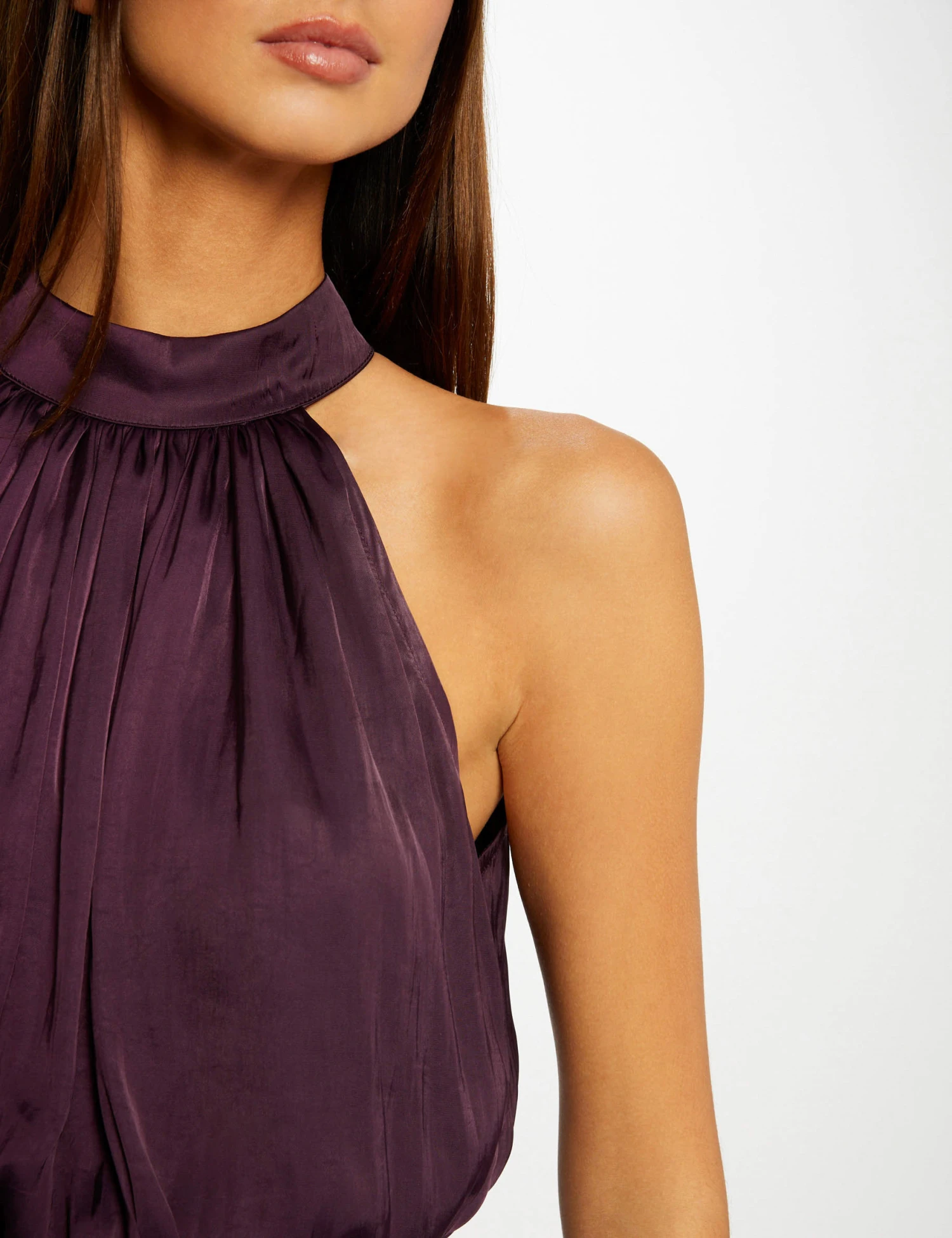 Robe Longue évasée Fluide Prune Femme – Image 3