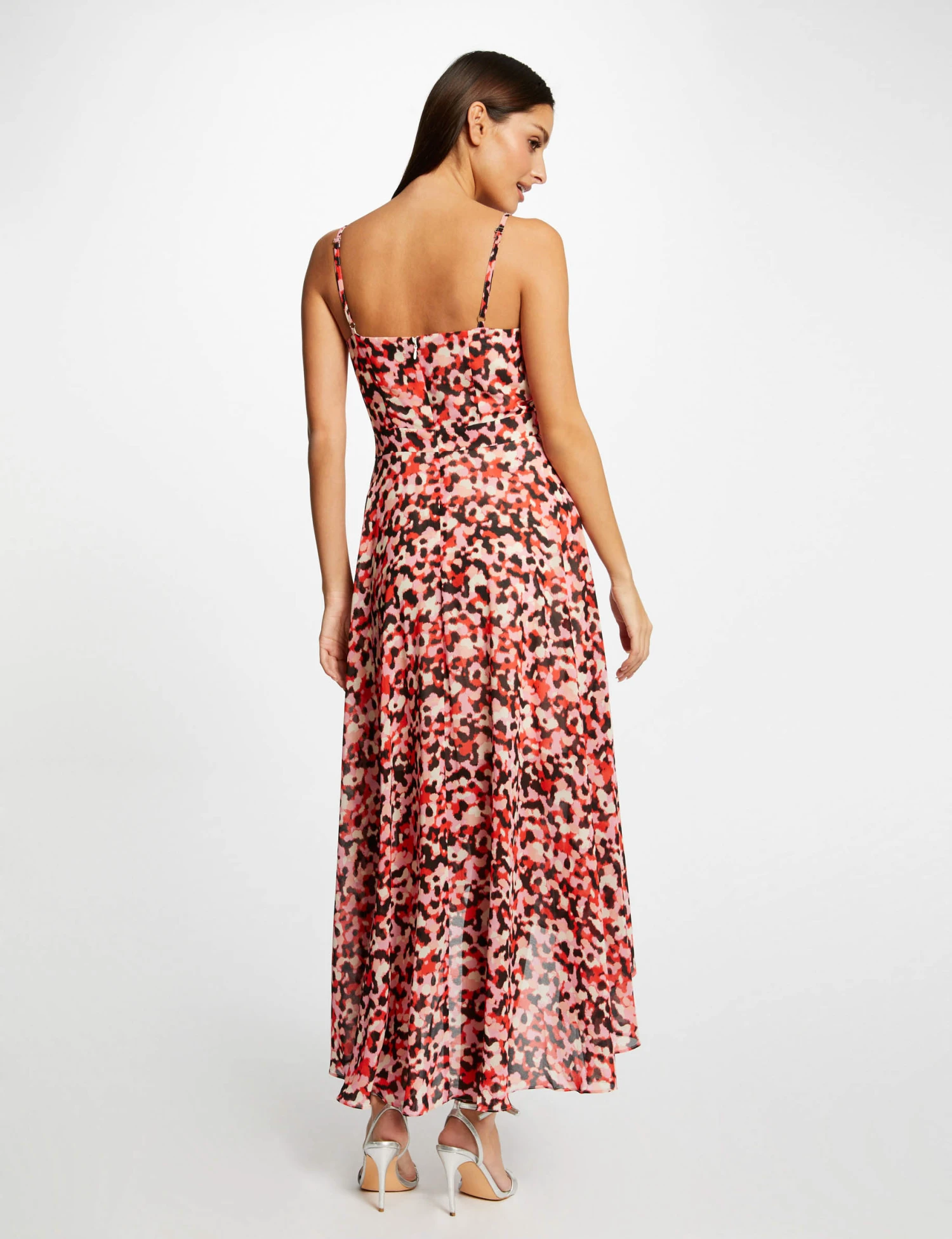 Robe Longue évasée Imprimé Abstrait Rose Femme – Image 2