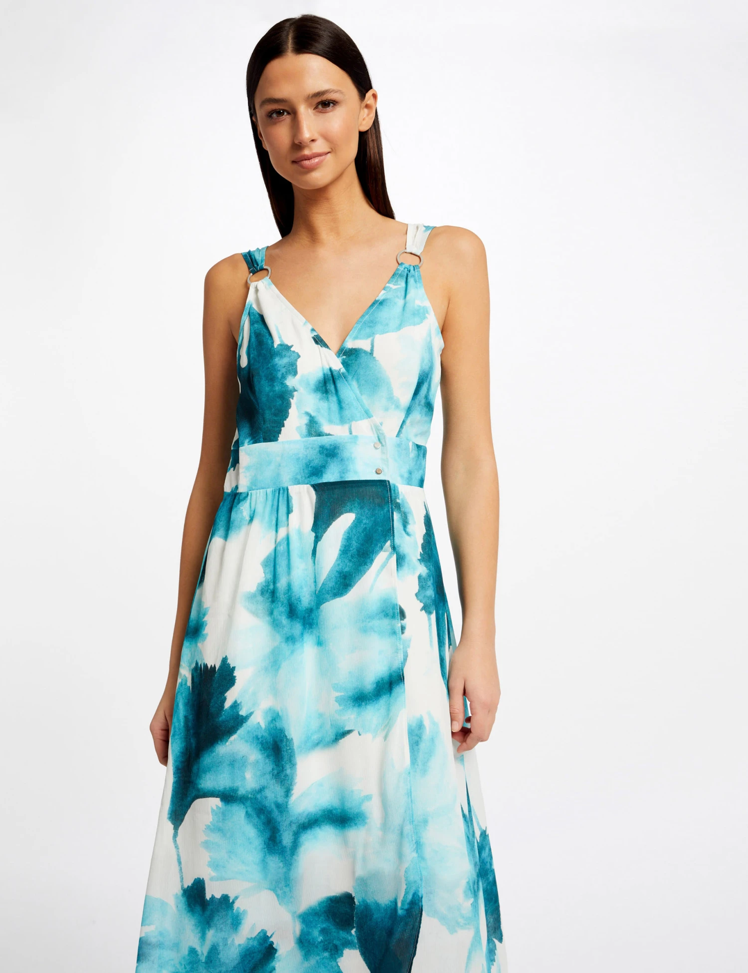 Robe Longue Portefeuille Imprimée Multico Femme