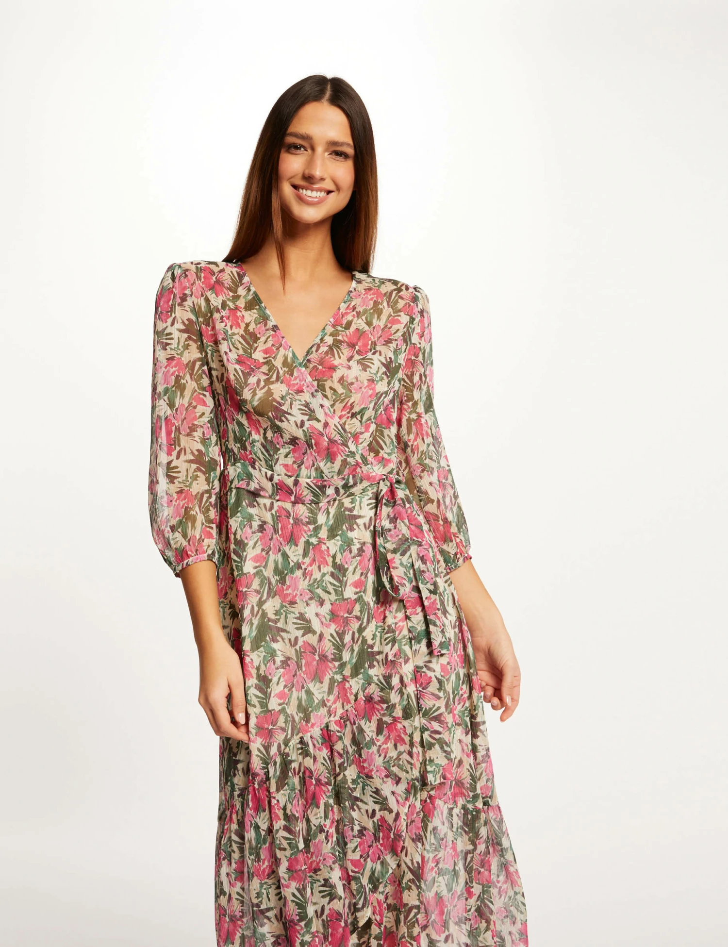 Robe Midi Portefeuille Imprimé Floral Multico Femme – Image 4