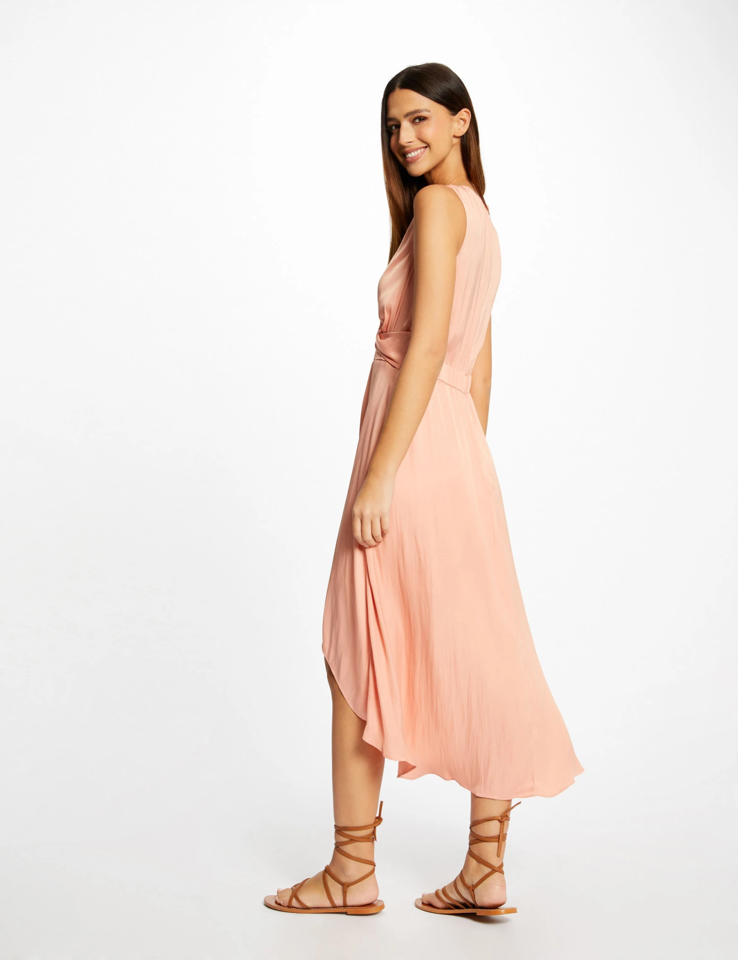 Robe Midi Trapèze Asymétrique Rose Moyen Femme – Image 2