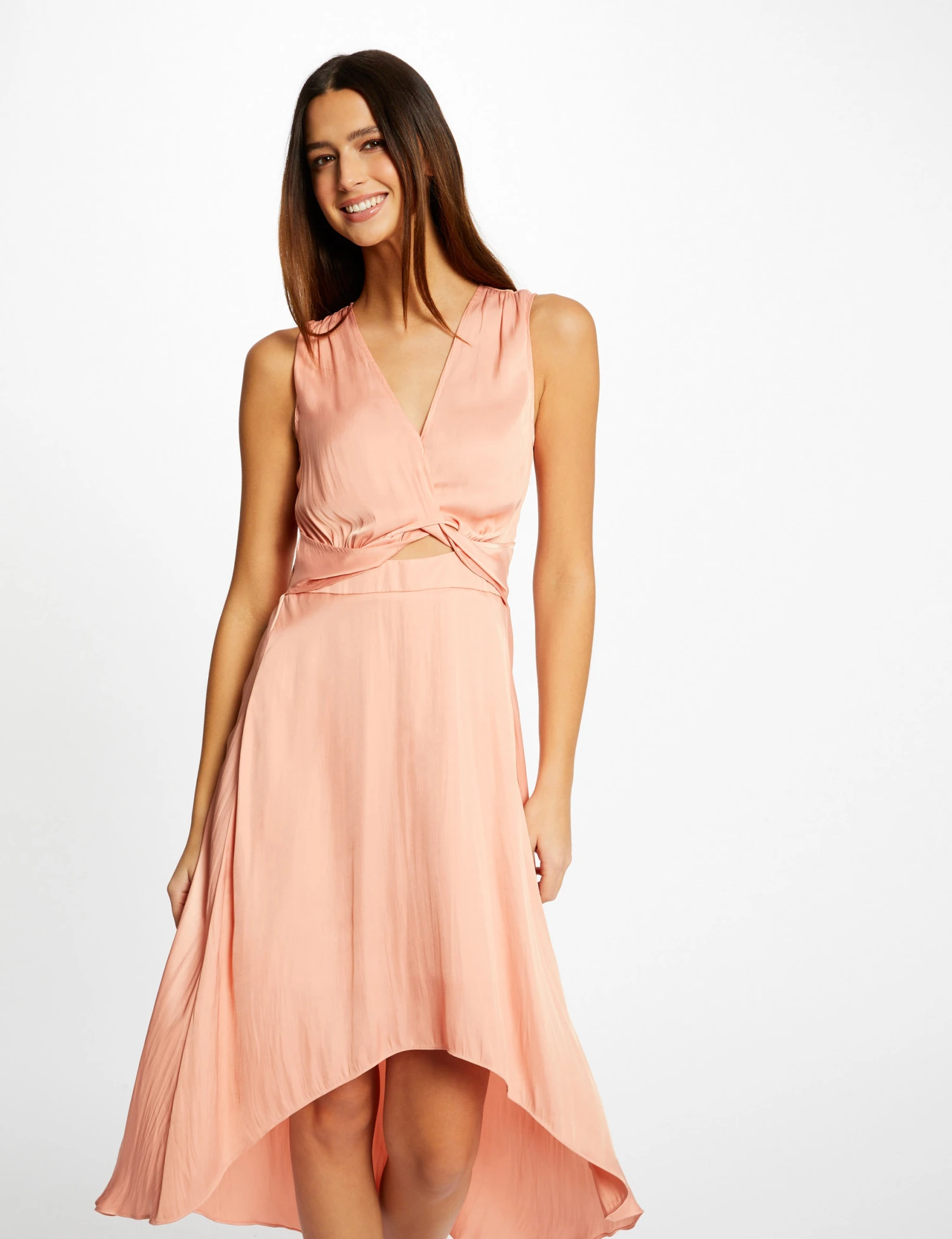 Robe Midi Trapèze Asymétrique Rose Moyen Femme – Image 4