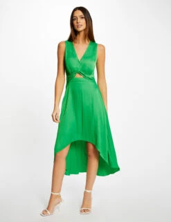 Robe Midi Trapèze Asymétrique Vert Femme