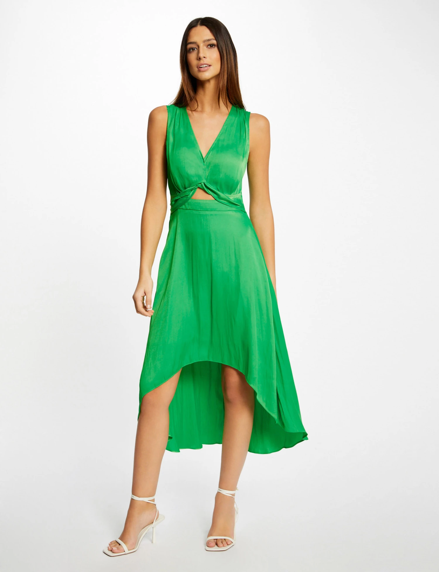 Robe Midi Trapèze Asymétrique Vert Femme