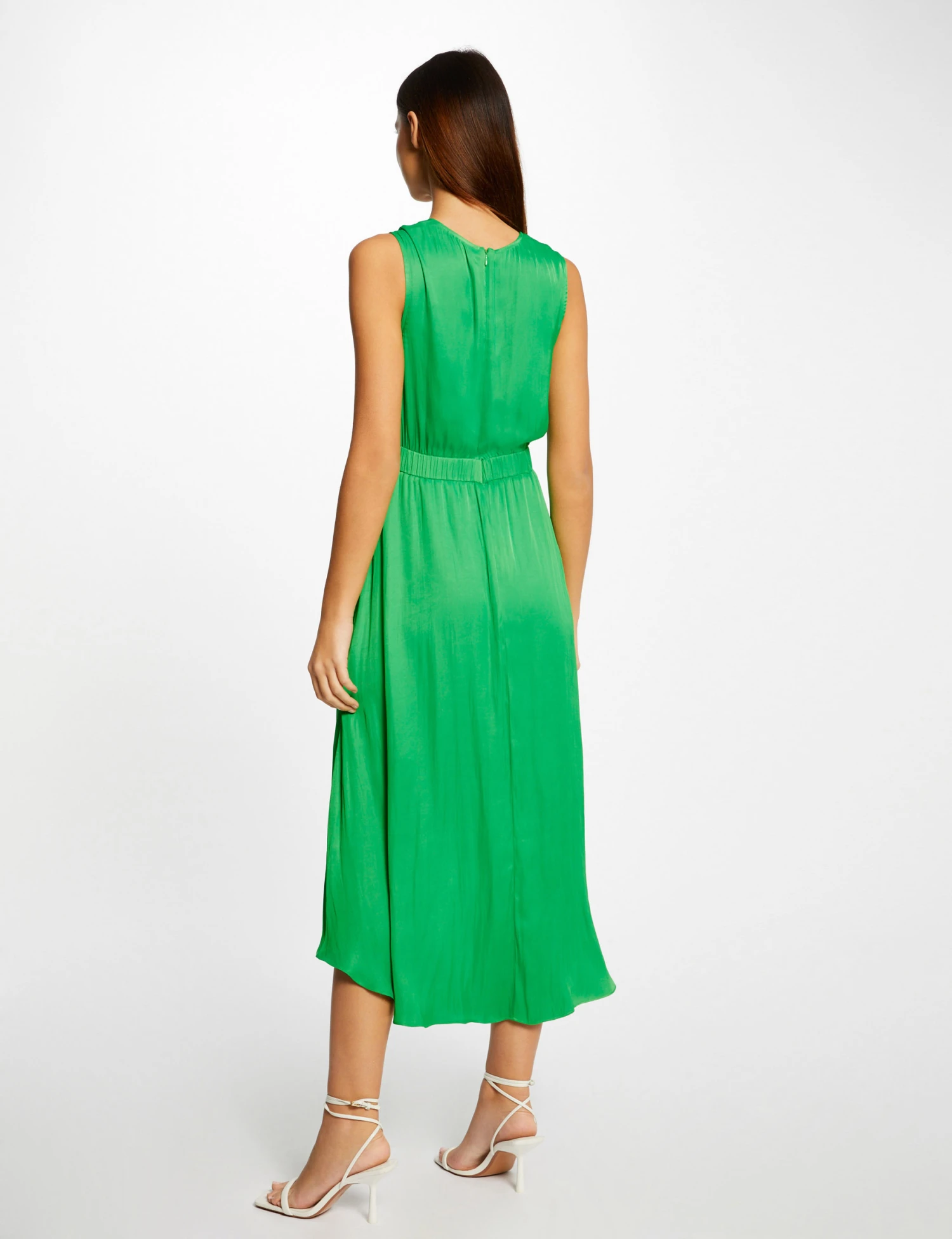 Robe Midi Trapèze Asymétrique Vert Femme – Image 2