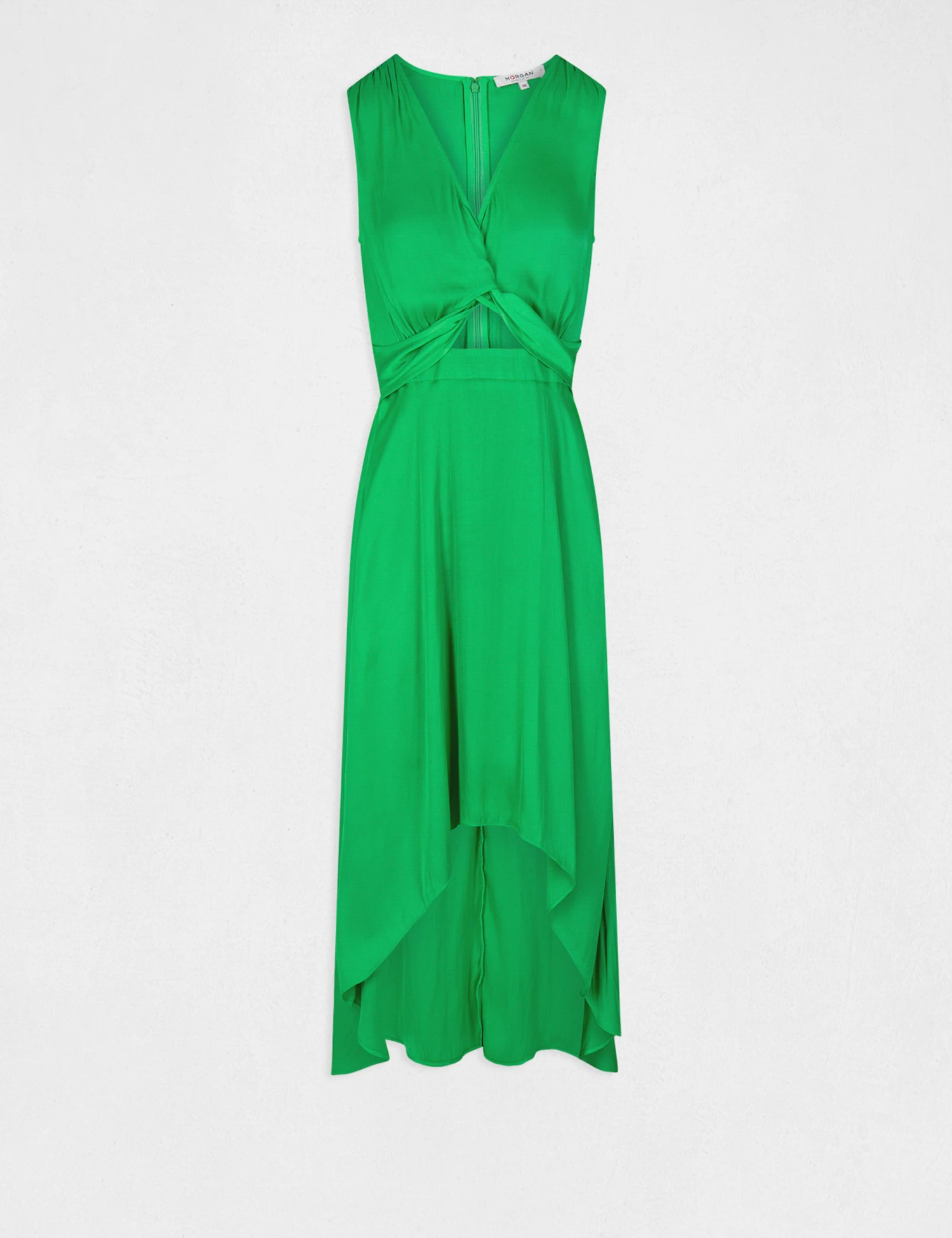 Robe Midi Trapèze Asymétrique Vert Femme – Image 4