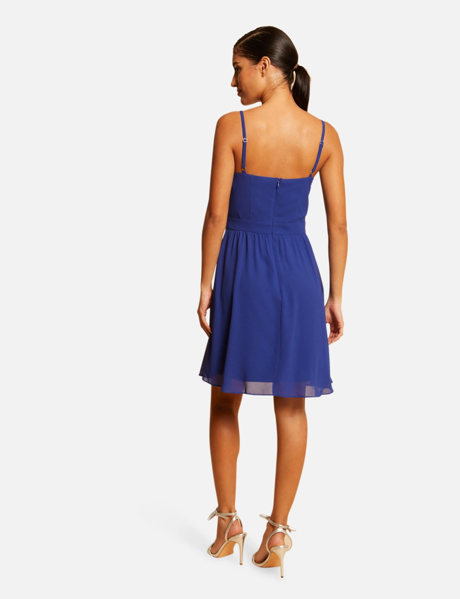 Robe Patineuse Avec Col Cache-coeur Bleu Electrique Femme – Image 2