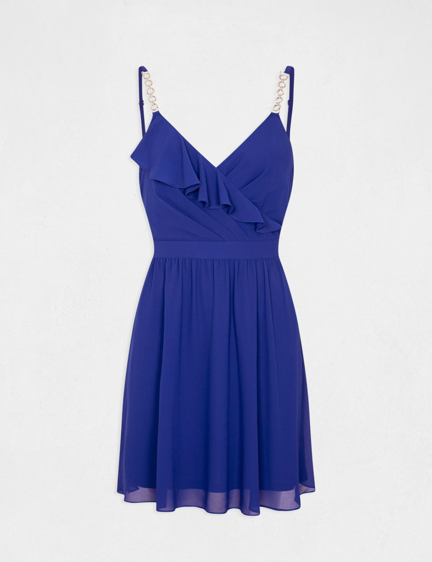 Robe Patineuse Avec Col Cache-coeur Bleu Electrique Femme – Image 5