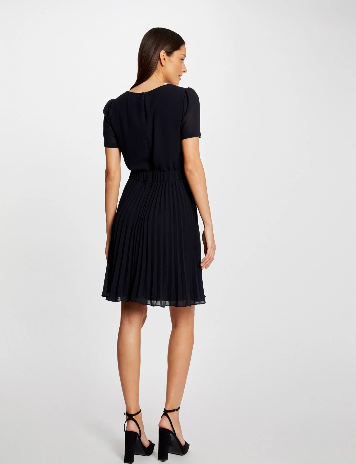 Robe Patineuse Bas Plissé Marine Femme – Image 2