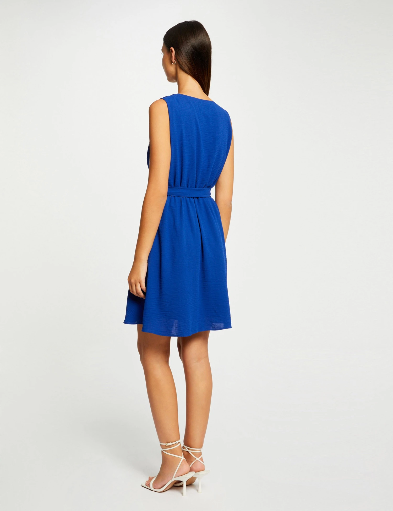 Robe Portefeuille Fluide Ceinturée Bleu Electrique Femme – Image 2