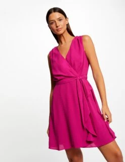 Robe Portefeuille Fluide Ceinturée Framboise Femme