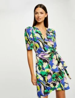 Robe Portefeuille Imprimé Abstrait Multico Femme