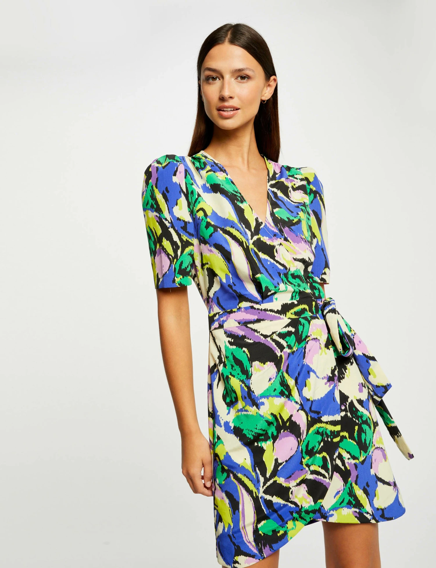 Robe Portefeuille Imprimé Abstrait Multico Femme