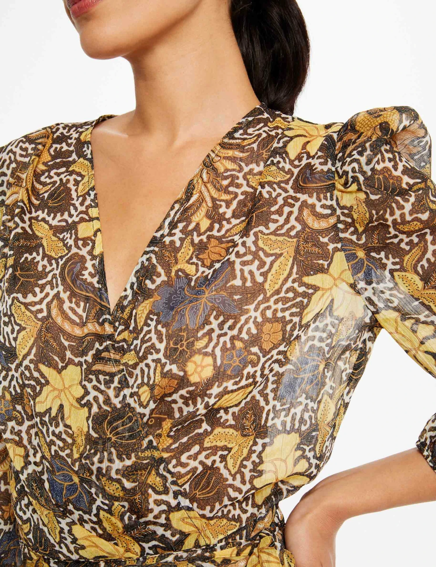 Robe Portefeuille Imprimé Végétal Multico Femme – Image 6