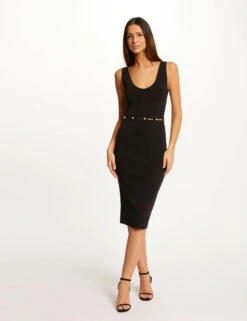Robe Pull Ajustée Avec Perles Noir Femme