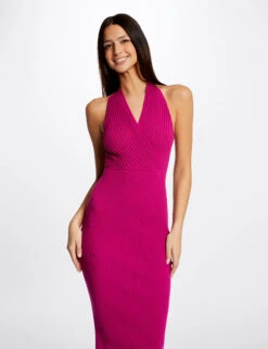 Robe Pull Ajustée Dos Ouvert Framboise Femme