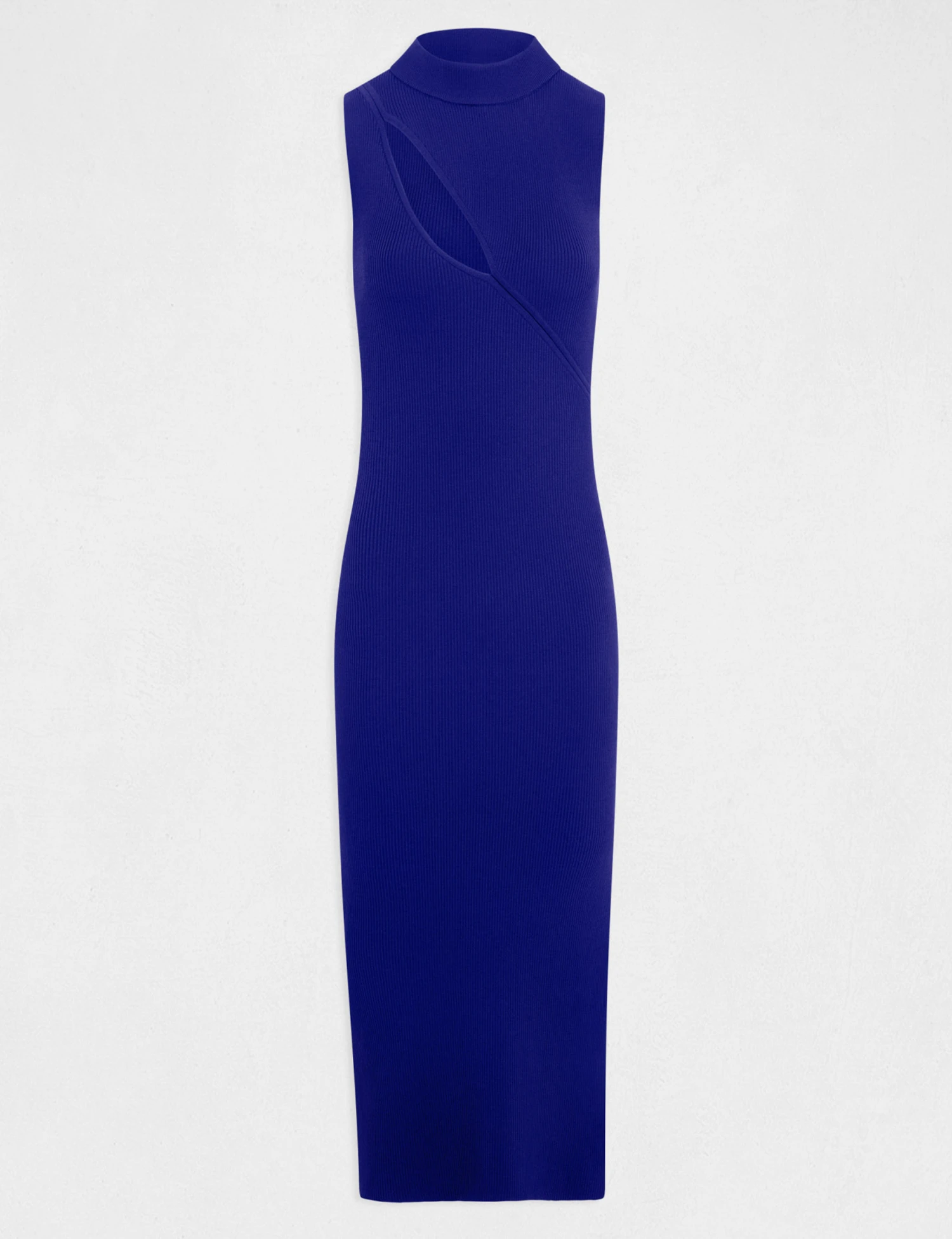 Robe Pull Longue Ajustée Avec Fente Bleu Moyen Femme – Image 4