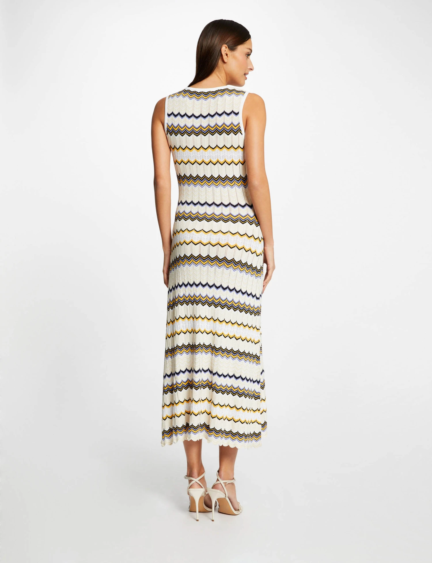 Robe Pull Longue Droite Imprimé Chevron Ivoire Femme – Image 2