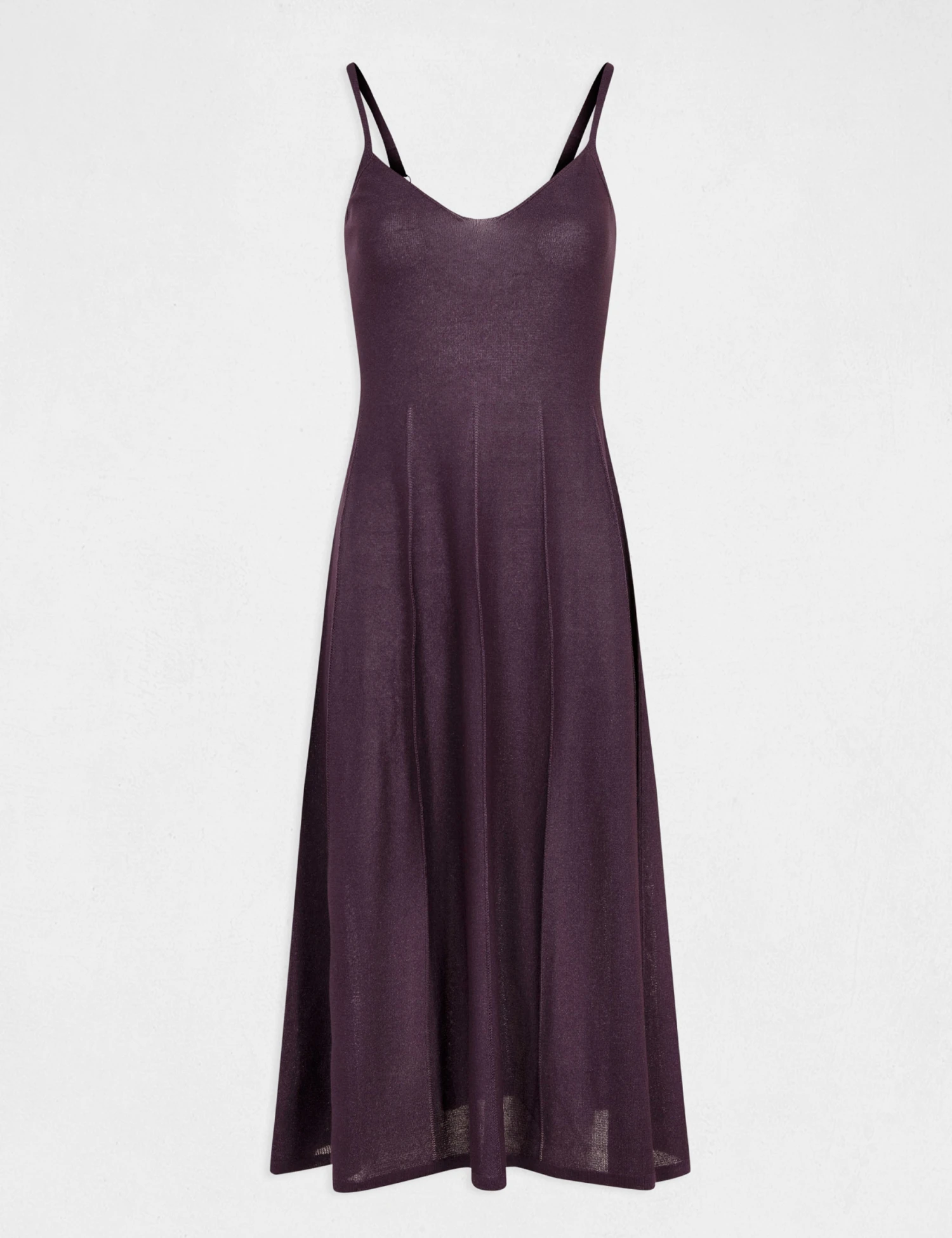 Robe Pull Midi évasée à Bretelles Fines Prune Femme – Image 5