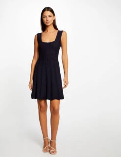 Robe Pull Patineuse à Bretelles Marine Femme