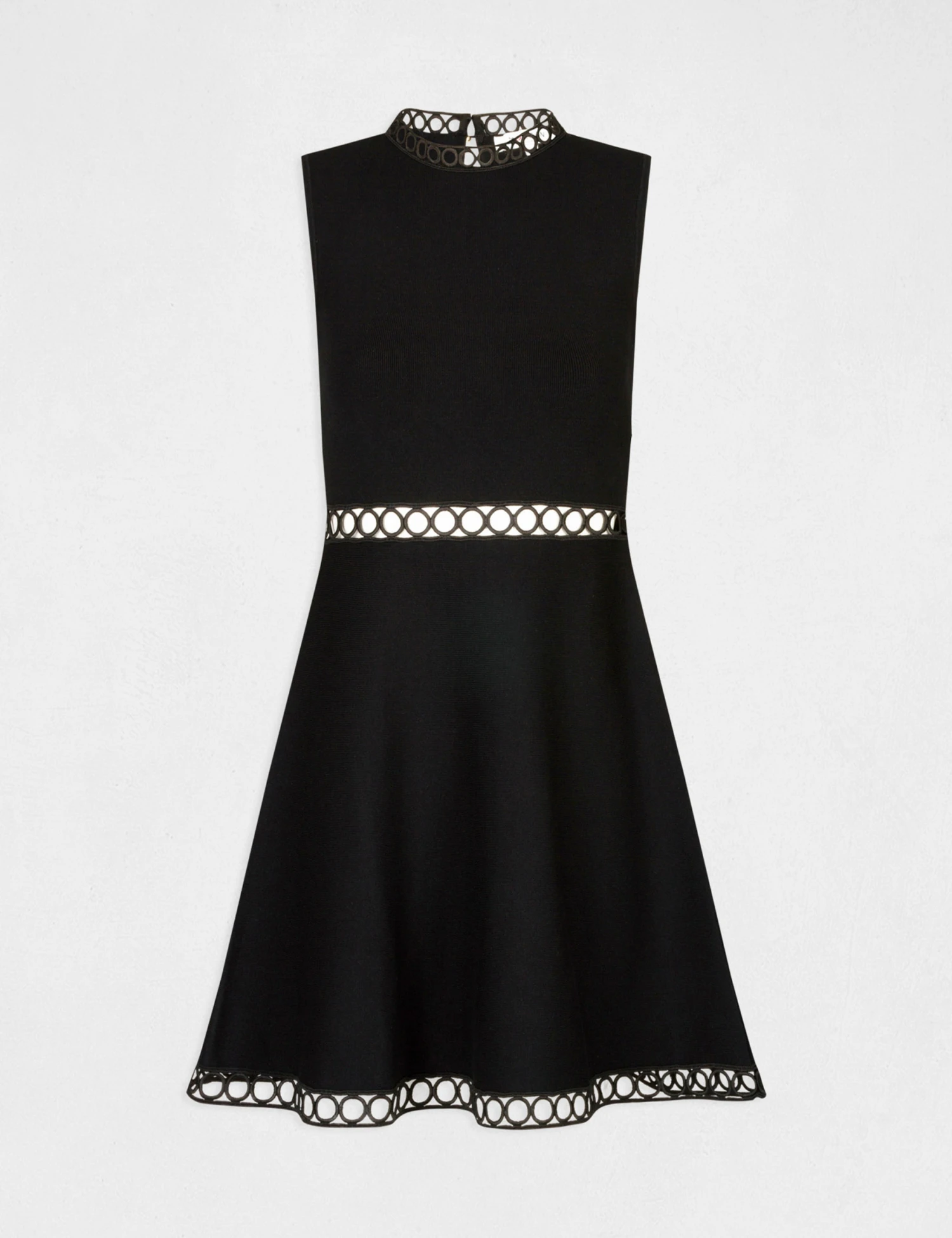 Robe Pull Patineuse Bandes Ajourées Noir Femme – Image 5