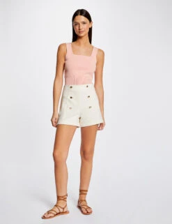 Short City Droit Ă Ponts Ecru Moyen Femme