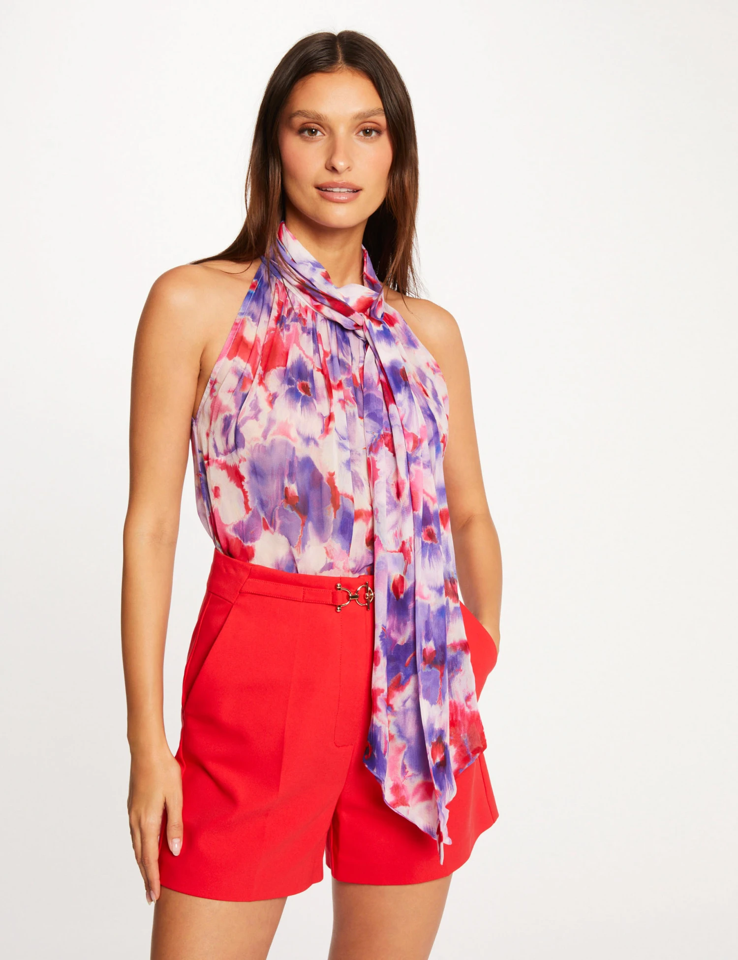 Short City Droit Détail Boucle Rouge Femme – Image 3