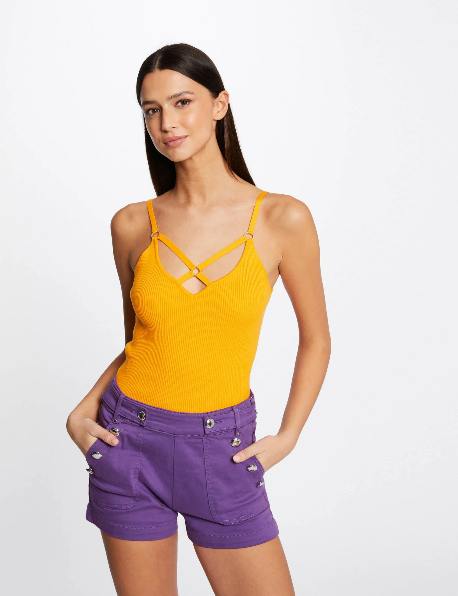 Short Droit à Ponts Violet Fonce Femme – Image 3