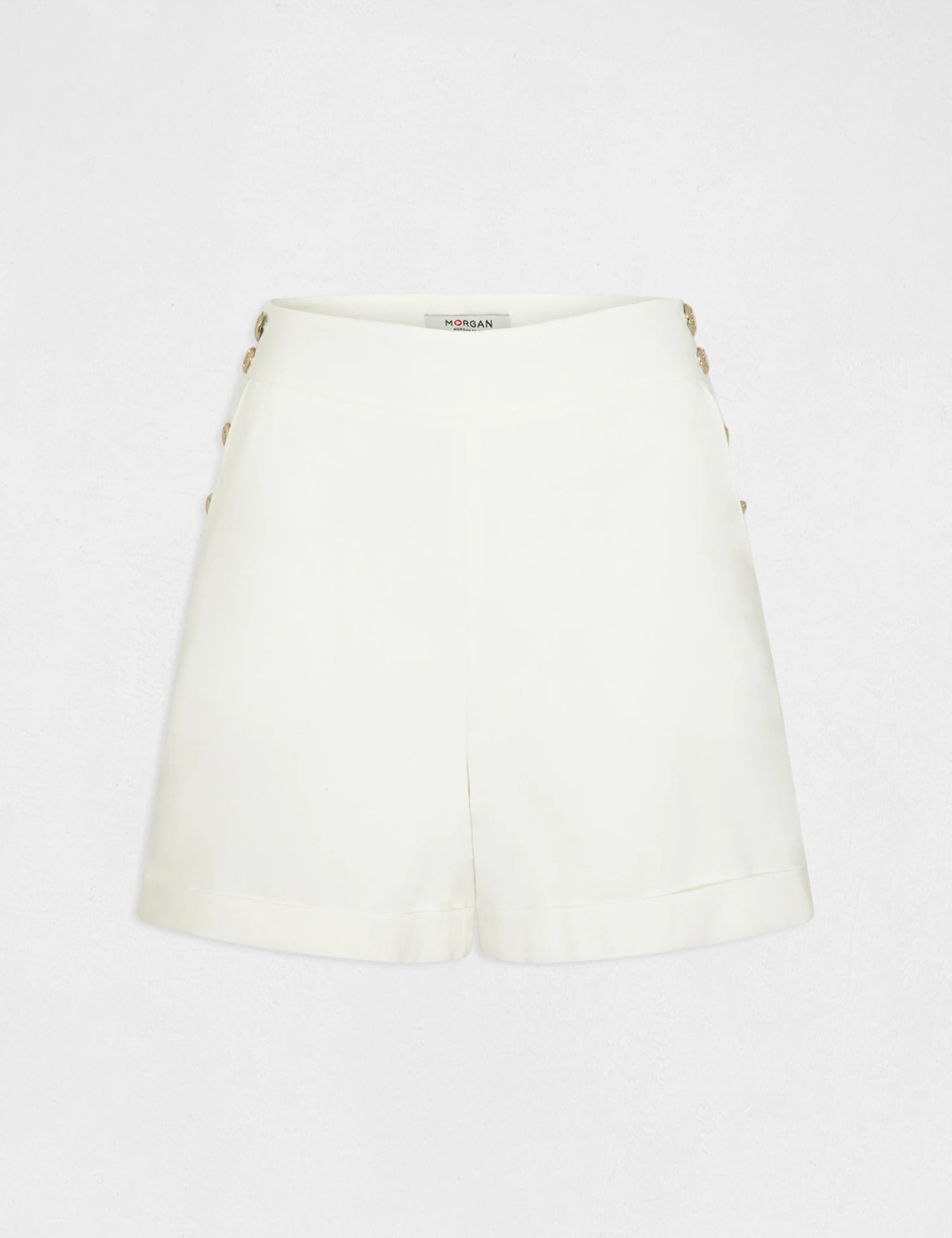 Short Droit Fluide à Ponts Ecru Femme – Image 4