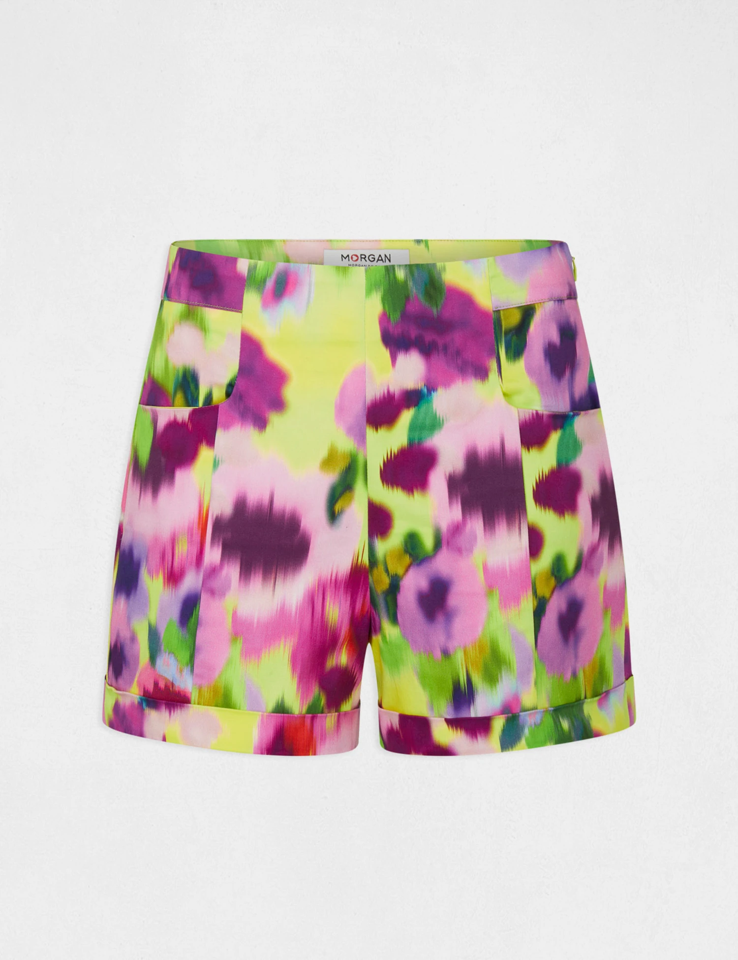 Short Droit Satin Imprimé Abstrait Multico Femme – Image 4