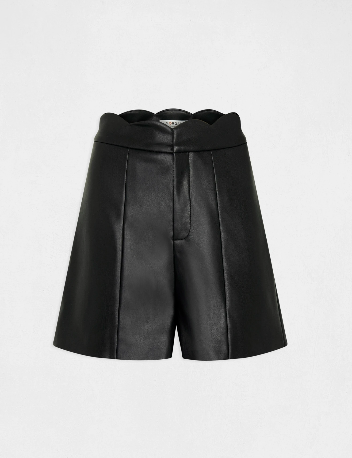 Short Droit Simili Cuir Noir Femme – Image 4