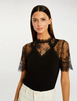 T-shirt Ă Manches Courtes Noir Femme