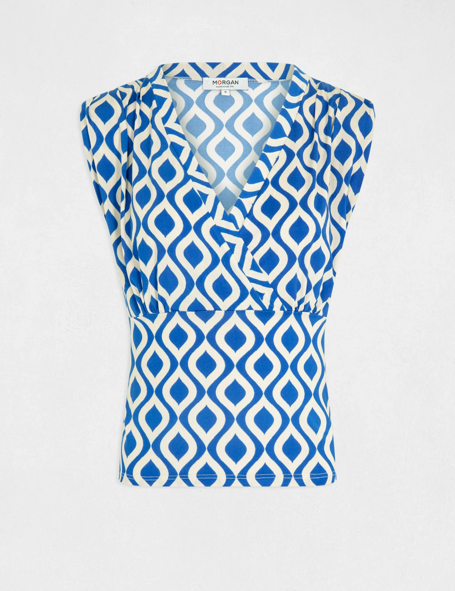 T-shirt Imprimé Géométrique Bleu Electrique Femme – Image 4