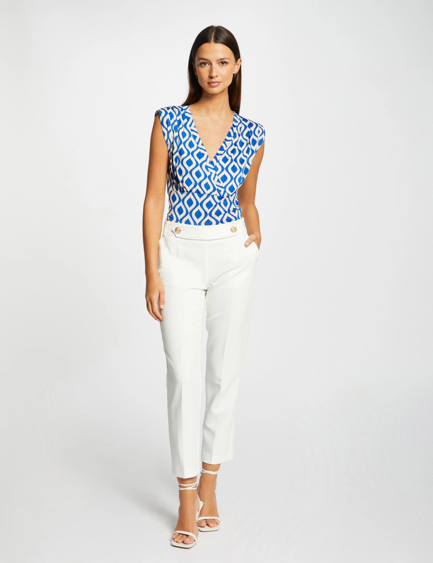 T-shirt Imprimé Géométrique Bleu Electrique Femme – Image 3