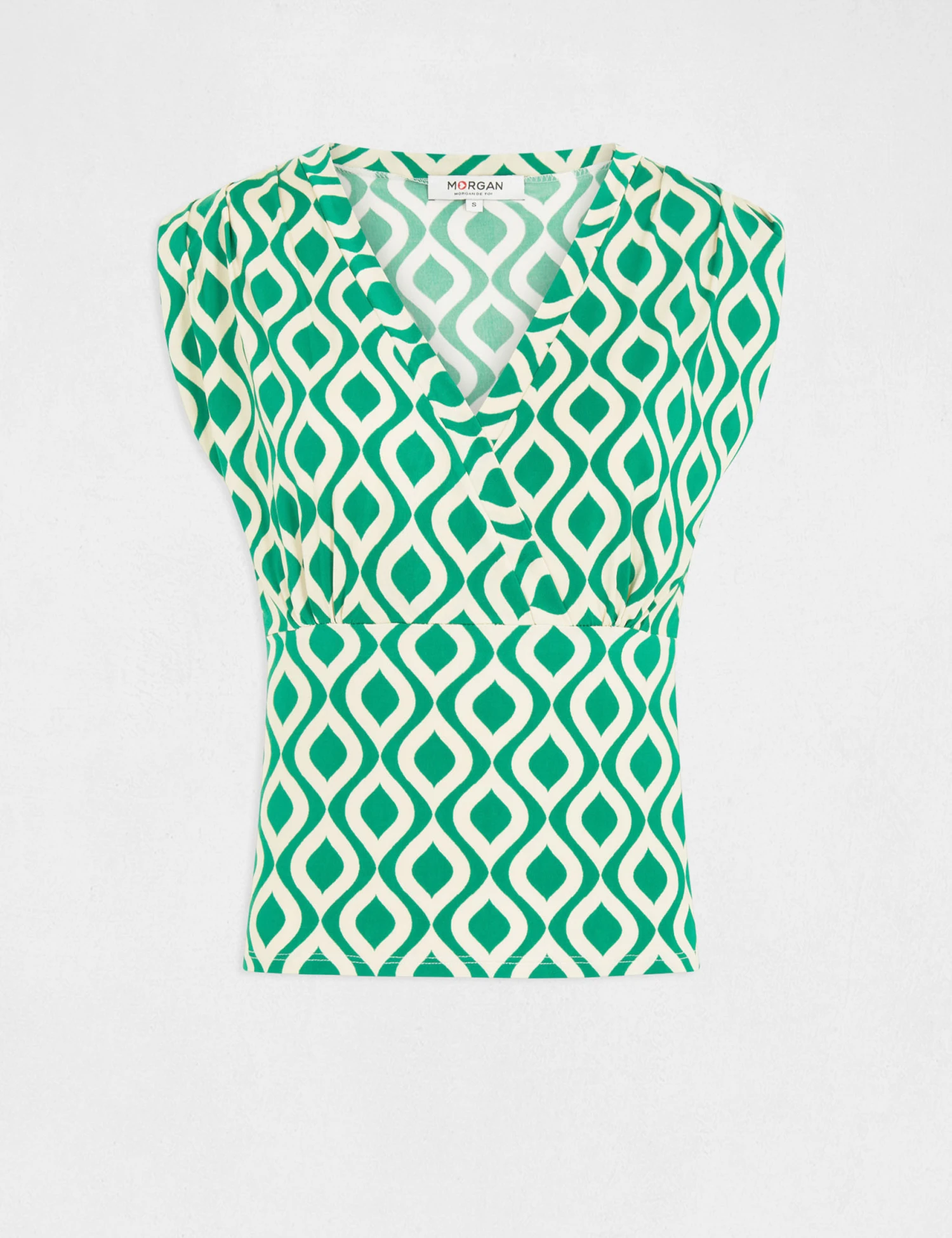T-shirt Imprimé Géométrique Vert Femme – Image 4